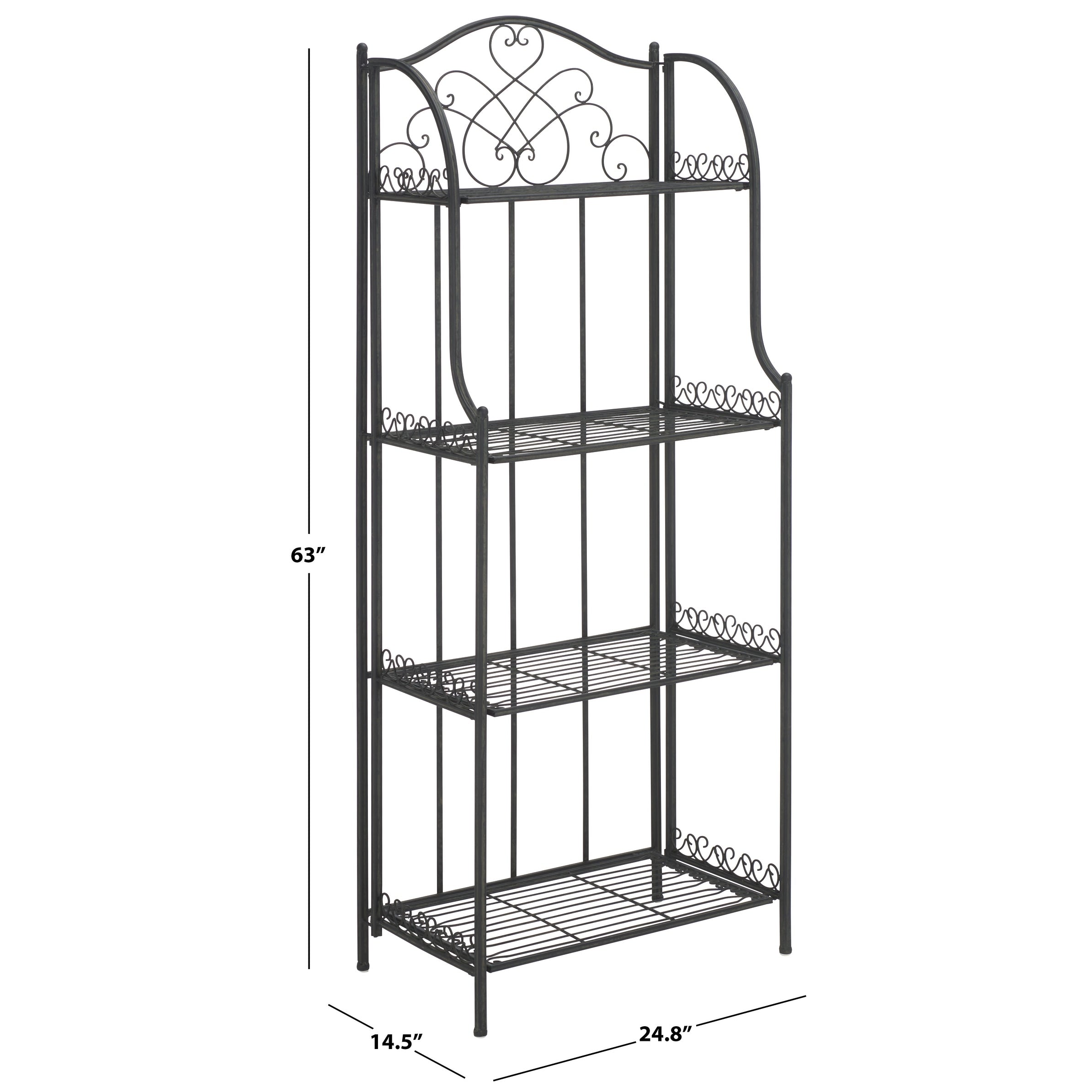 SAFAVIEH Bryn Victorian Wrought Iron 4-Tier Outdoor Bakers Rack - 25 In. W x 15 In. D x 63 In. H - 25W x 15D x 63H