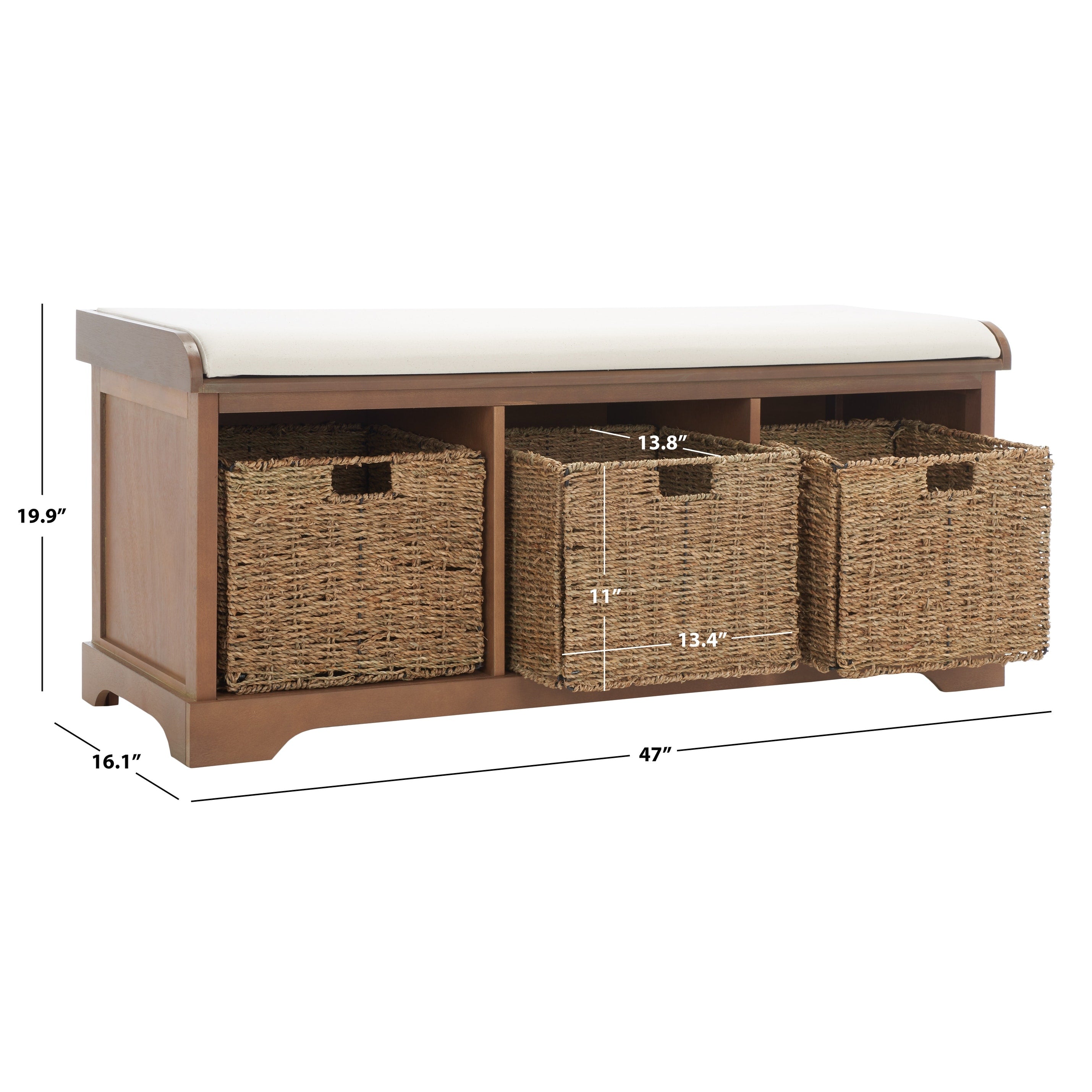 SAFAVIEH Eola Grey/ White Storage Bench - 47 x 16.1 x 19.9 - 47Wx16Dx20H