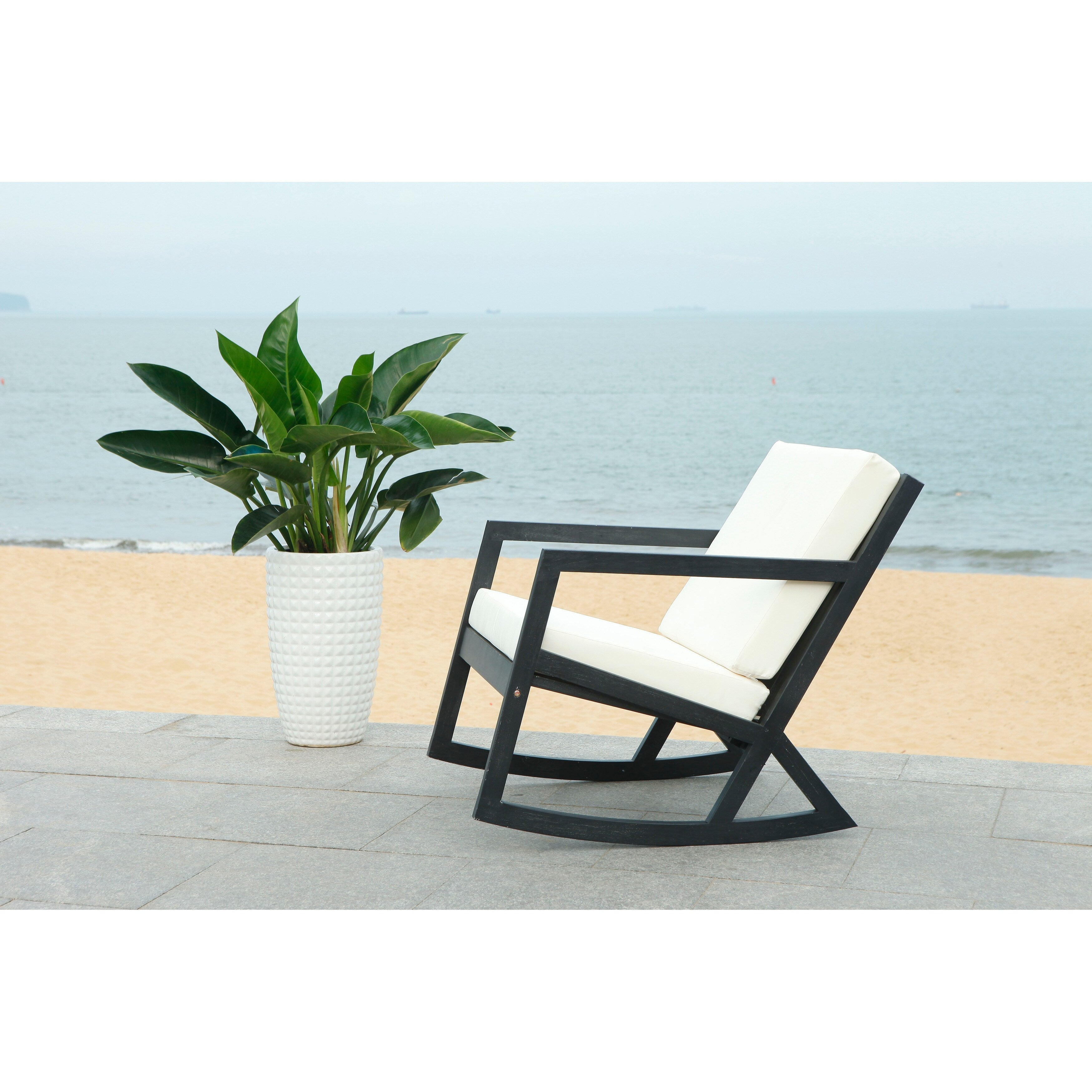SAFAVIEH Outdoor Makaila Rocking Chair with Cushion - 26W x 31D x 38H