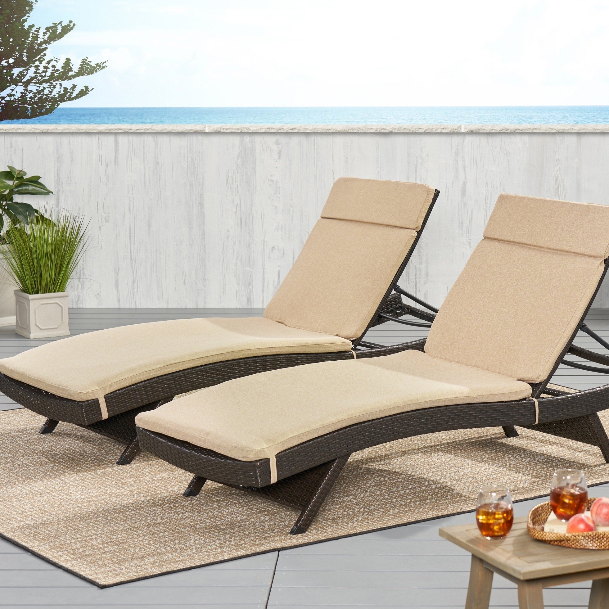Salem Outdoor Cushion Set for Chaise Lounge - Cushions only (Set of 2) by Christopher Knight Home - 79.25L x 27.50W x 1.50H