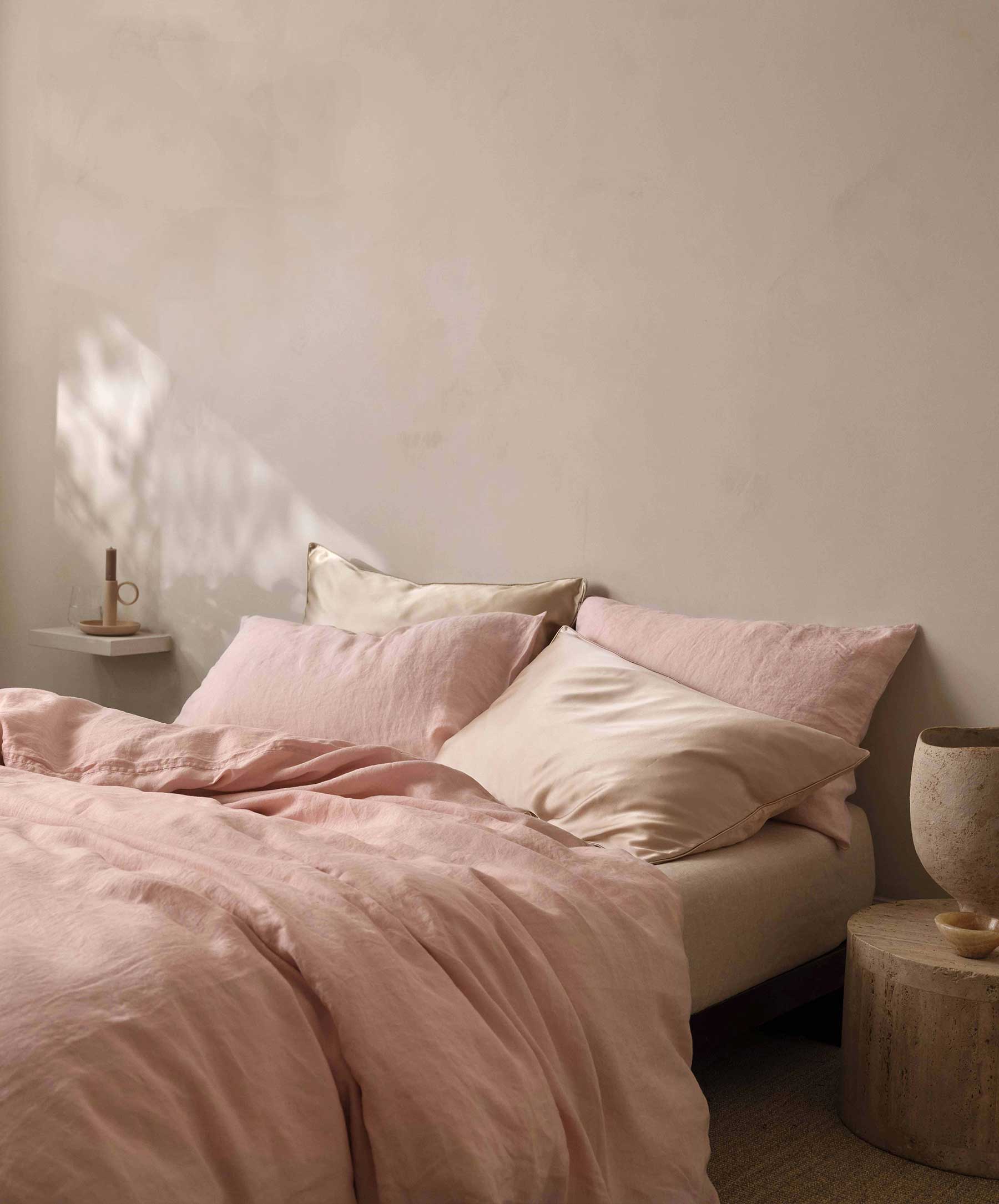 Silk Linen Flip Pillowcase - Blush