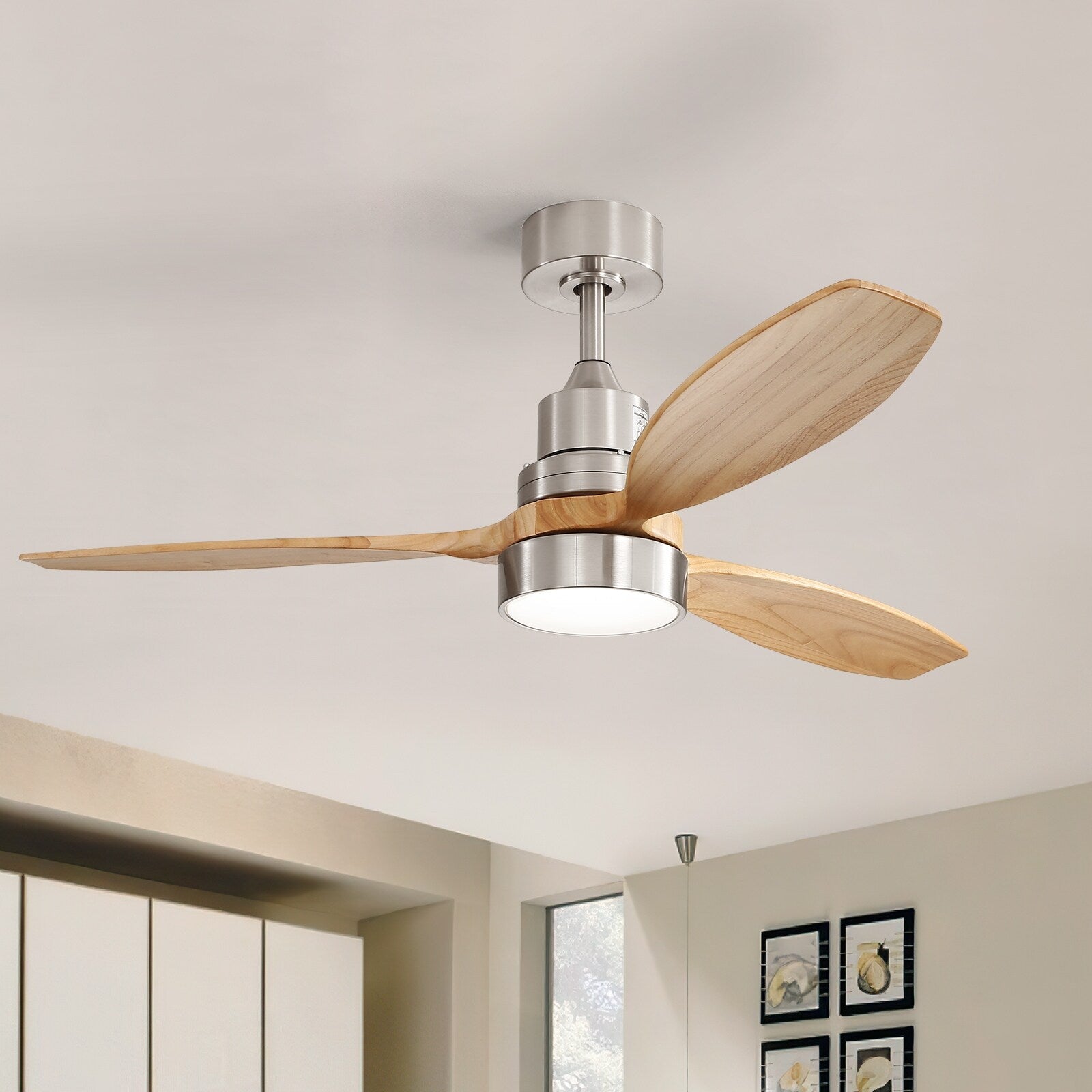Sofucor 52 Indoor Wood Ceiling Fan Light with Remote, Integrated Light Optional