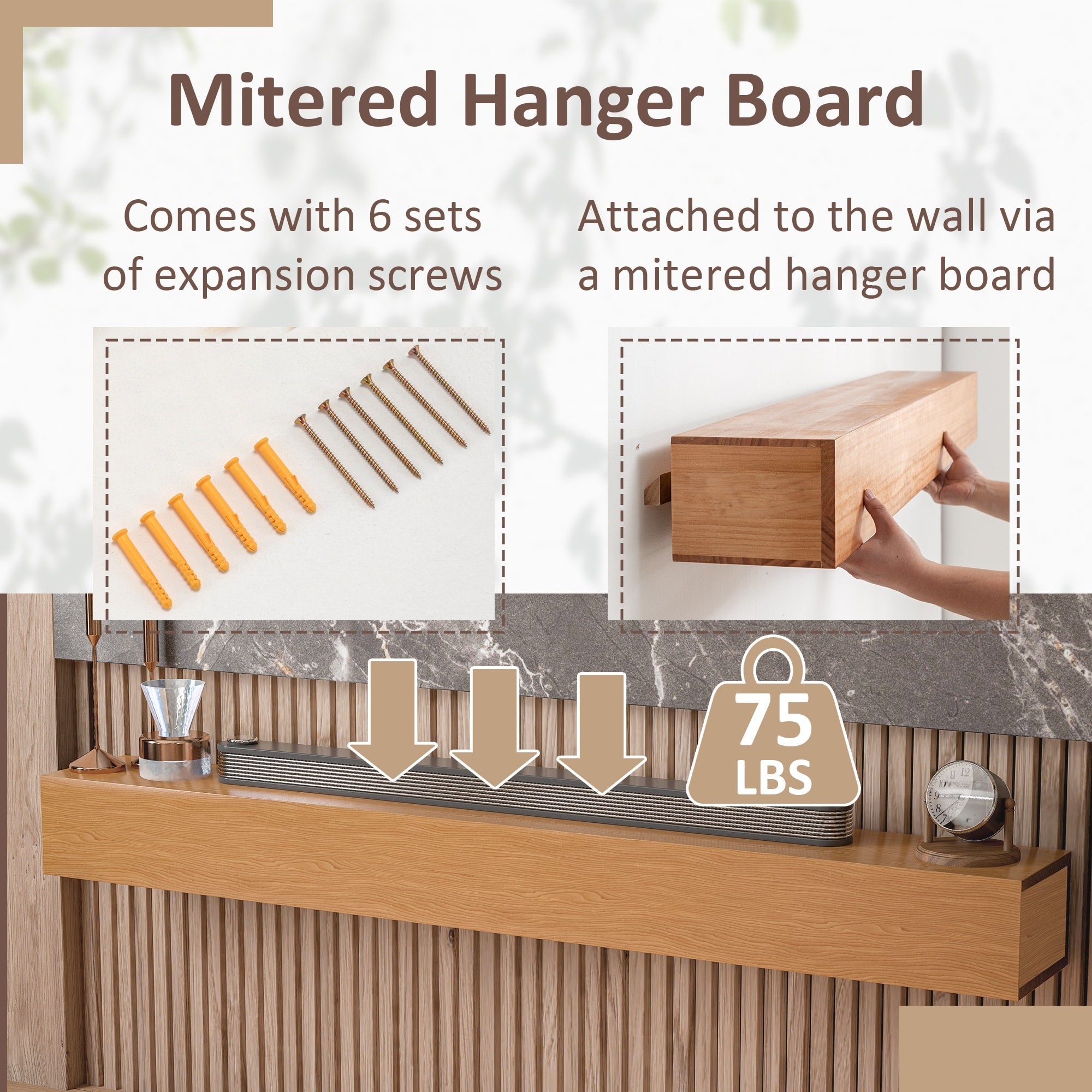 Solid Pine Wall Mounted Fireplace Mantel Floating Shelf