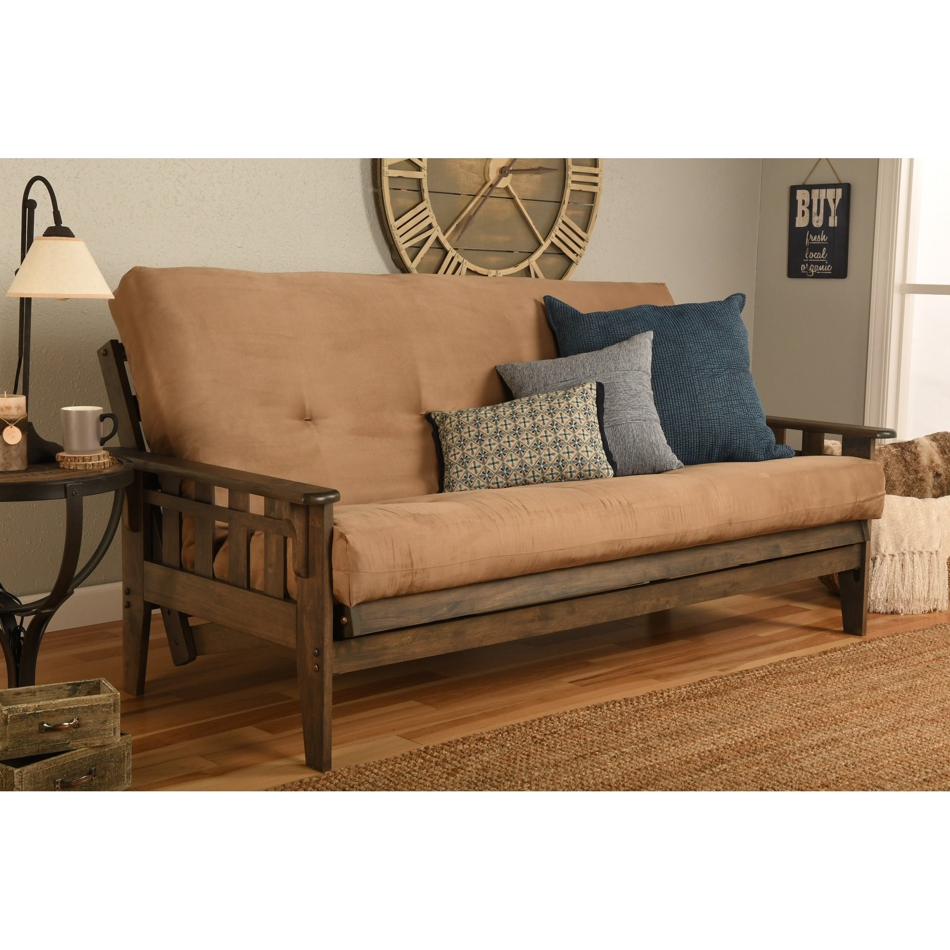 Somette Tucson Full-size Rustic Walnut Futon Set with Mattress