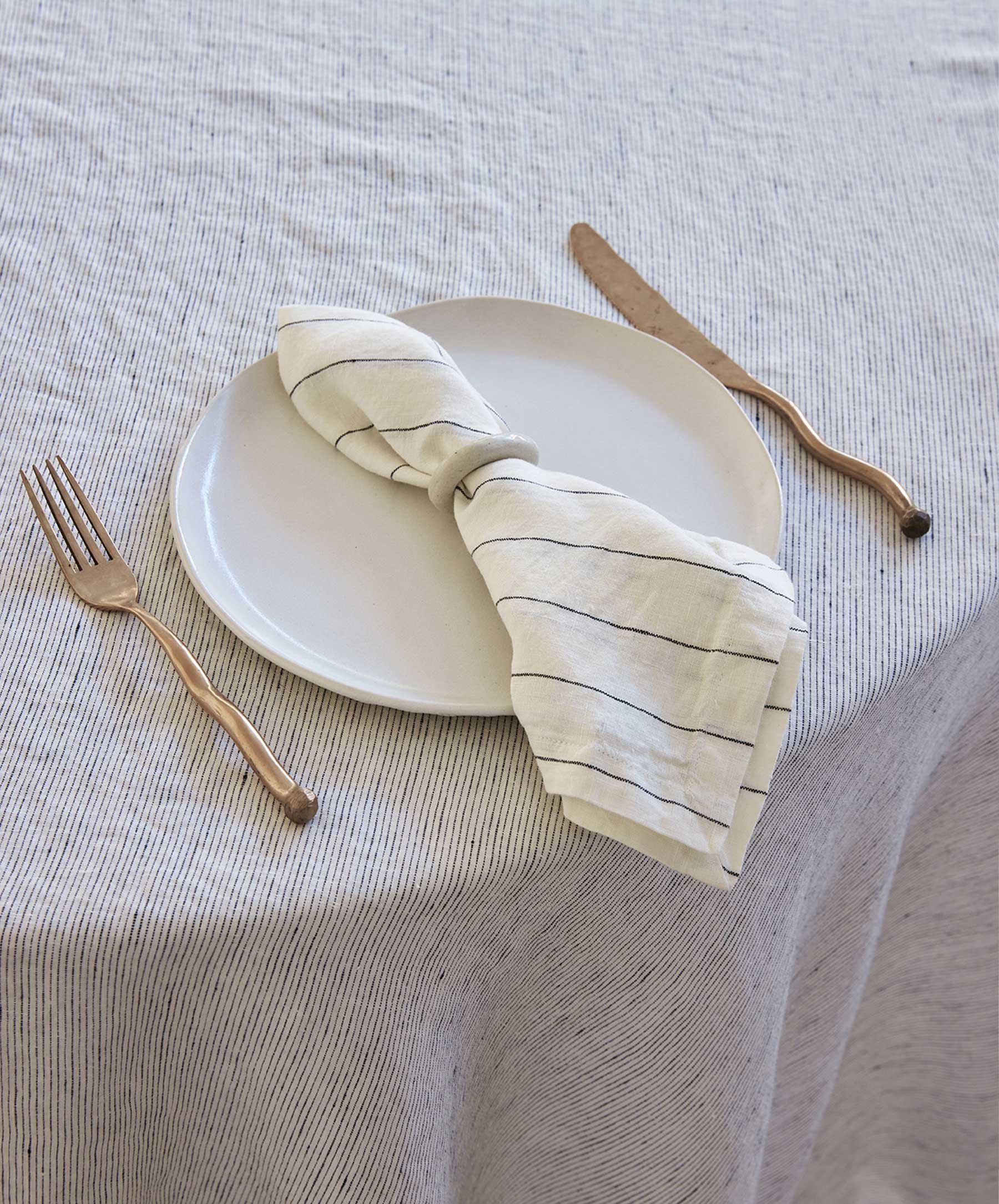 Linen Tablecloth - Pinstripe