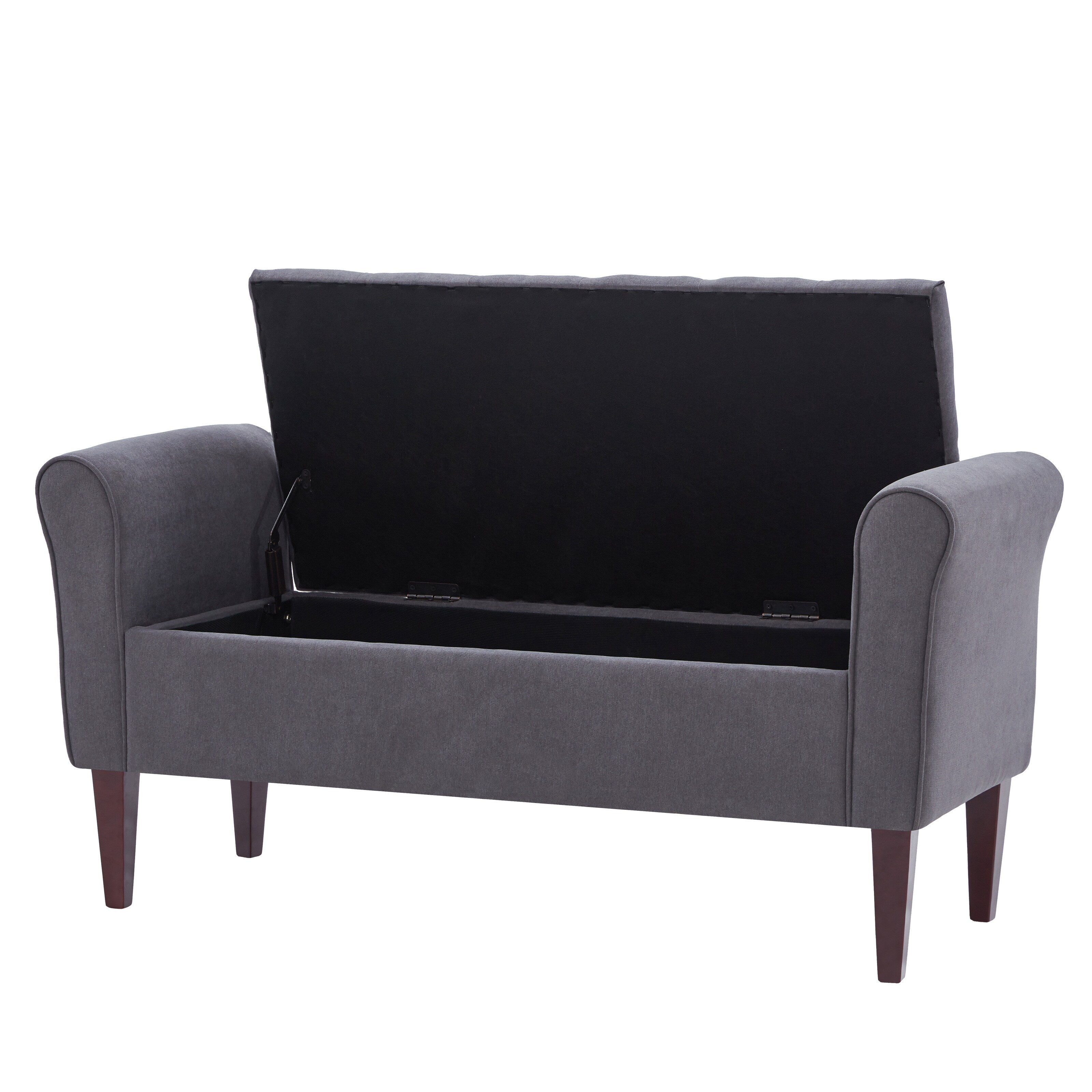 Upholstered Storage Bench Arm Bench Entryway Bench with Tufted Flip Top 50.4 Inches