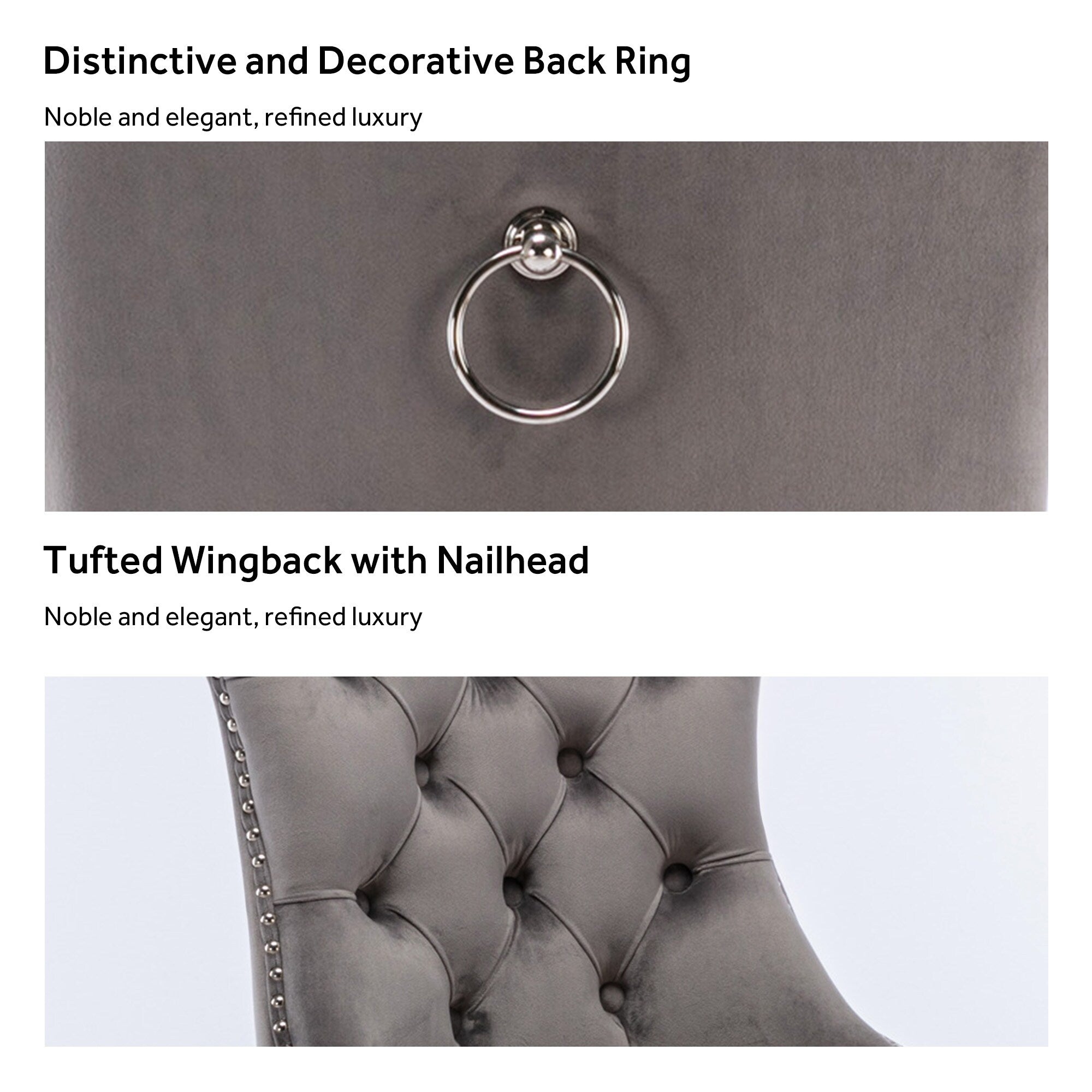 Upholstered Tufted Velvet Dining Chair with Solid Wood Legs Set of 6