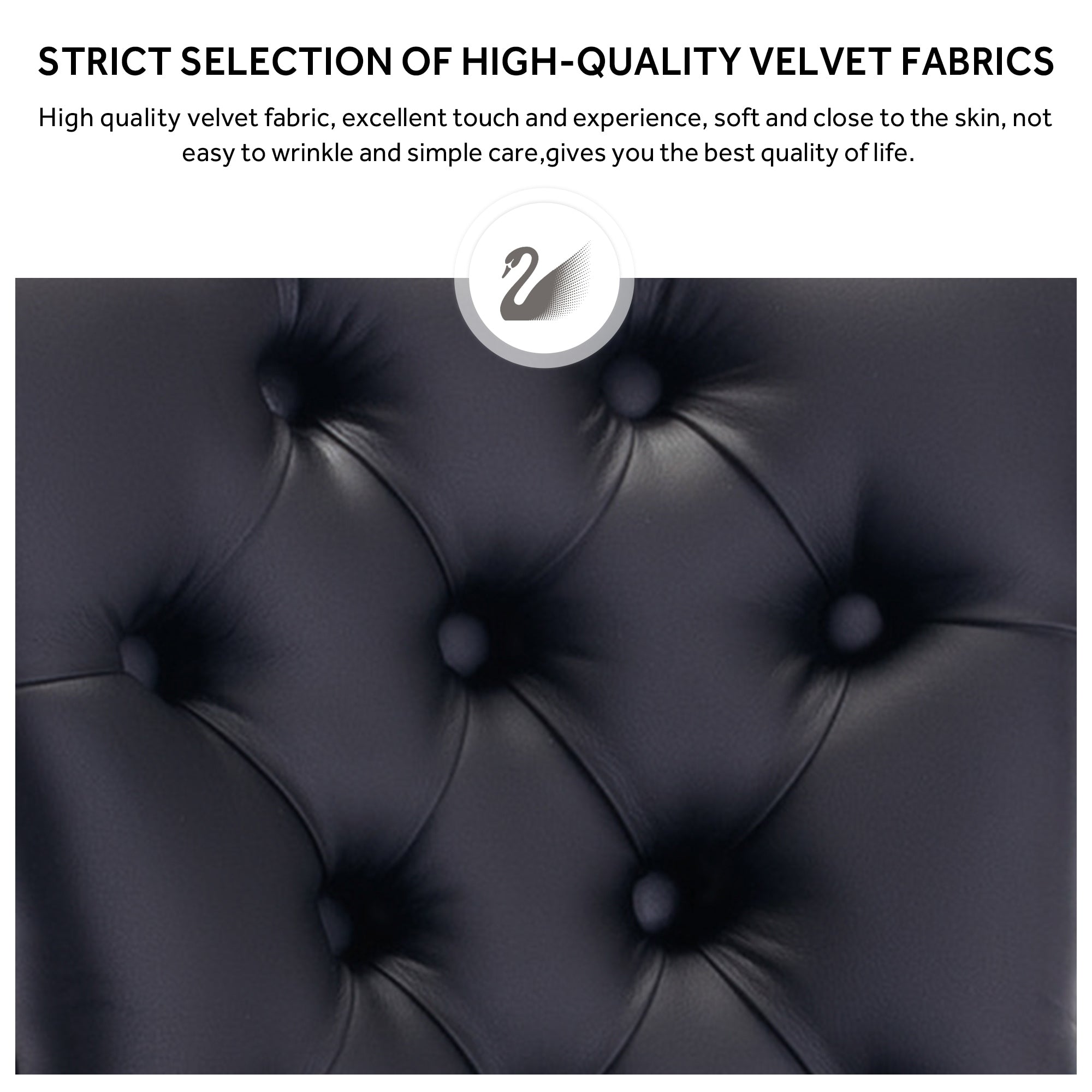 Upholstered Tufted Velvet Dining Chair with Solid Wood Legs Set of 6