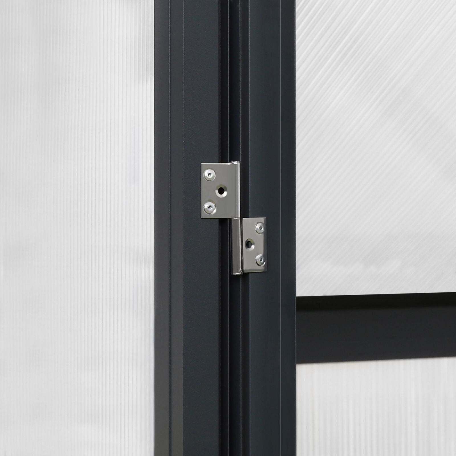 VEIKOUS Aluminum Walk-In Garden Greenhouse Kit with Adjustable Roof Vent and Lockable Door Grey