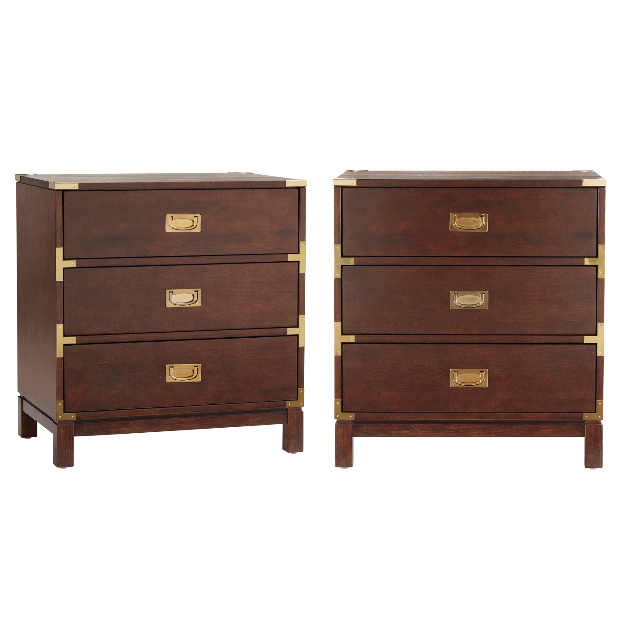 Valoria 3-Drawer Gold Accent Nightstand