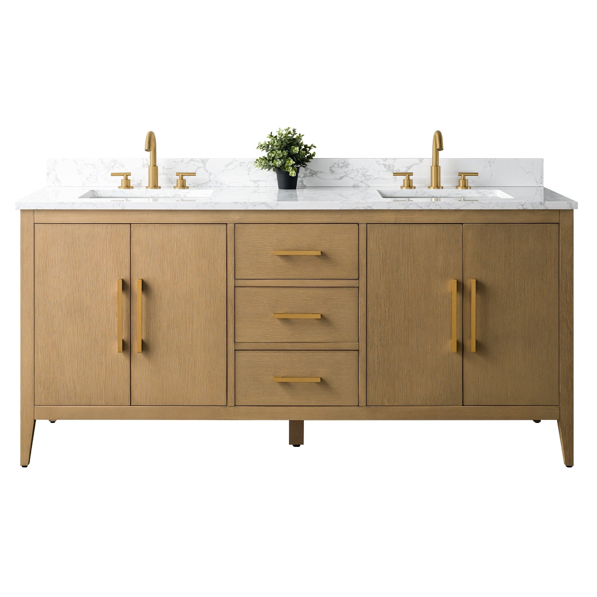 Vanity Art 72 Double Sink Bathroom Vanity Cabinet with Engineered Marble Top