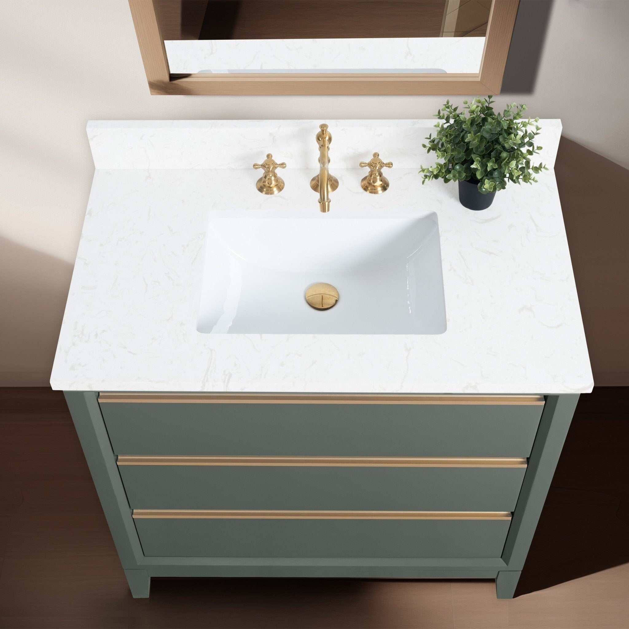 Vanity Art Bathroom Vanity with Ceramic Sink and Engineered Marble Top