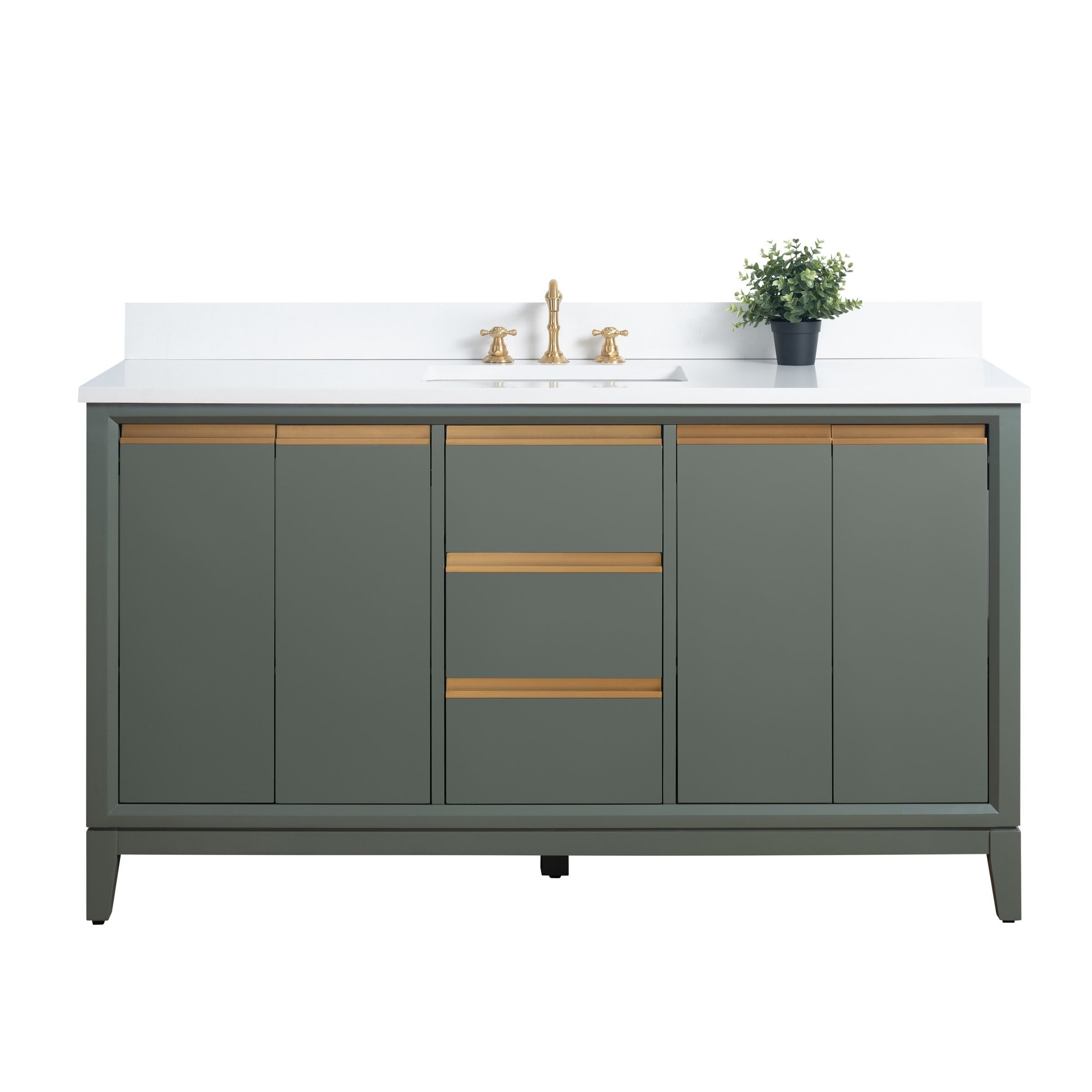 Vanity Art Bathroom Vanity with Ceramic Sink and Engineered Marble Top