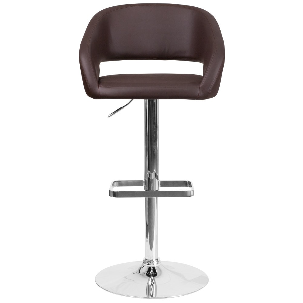 Modern Upholstered Adjustable-Height Barstool with Rounded Back
