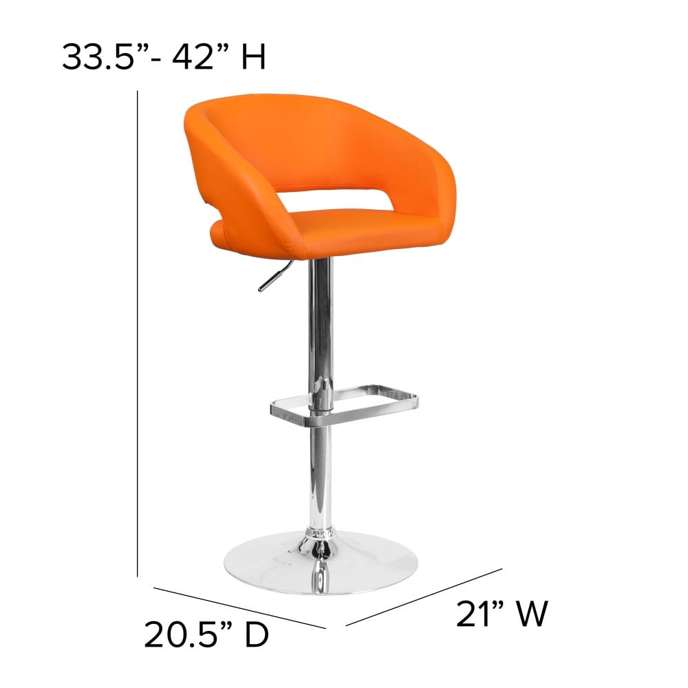 Modern Upholstered Adjustable-Height Barstool with Rounded Back