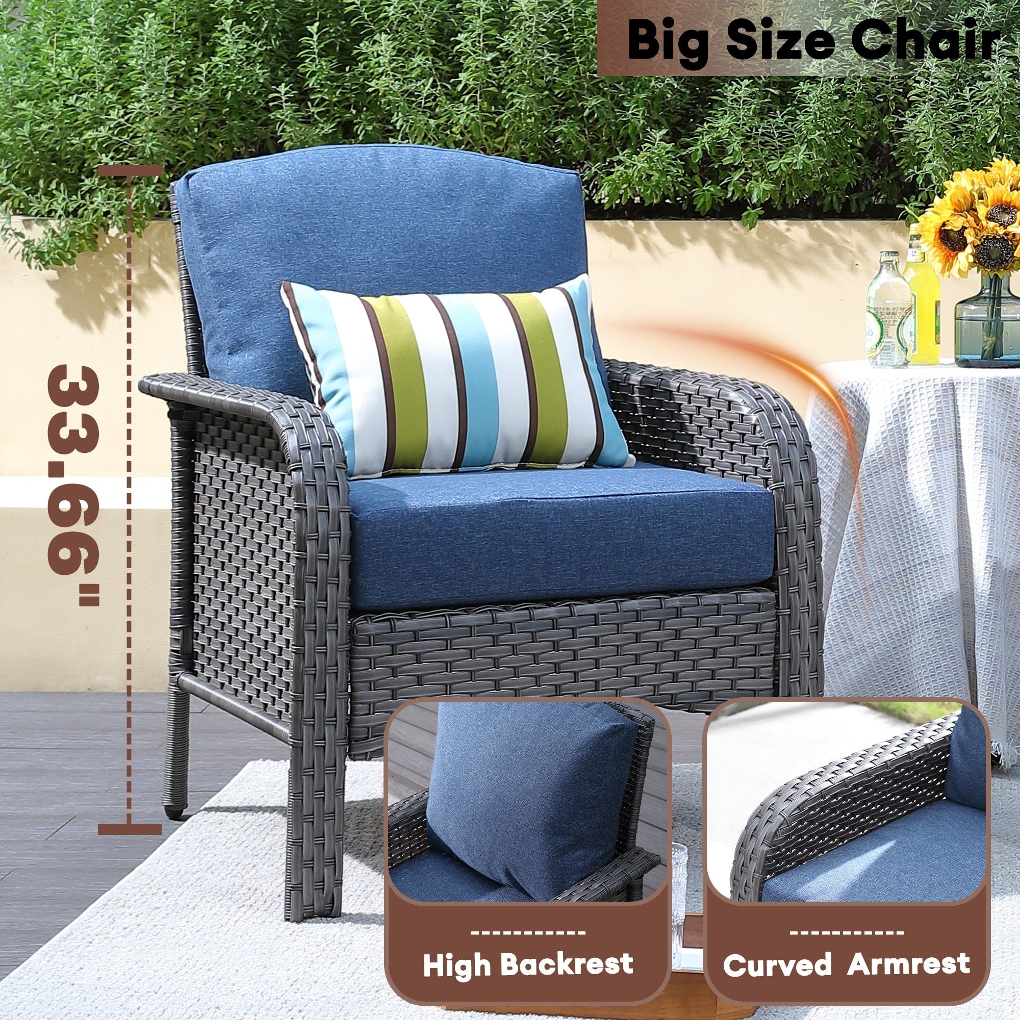 XIZZI 4-piece Outdoor Patio Furniture Conversation Set with Table