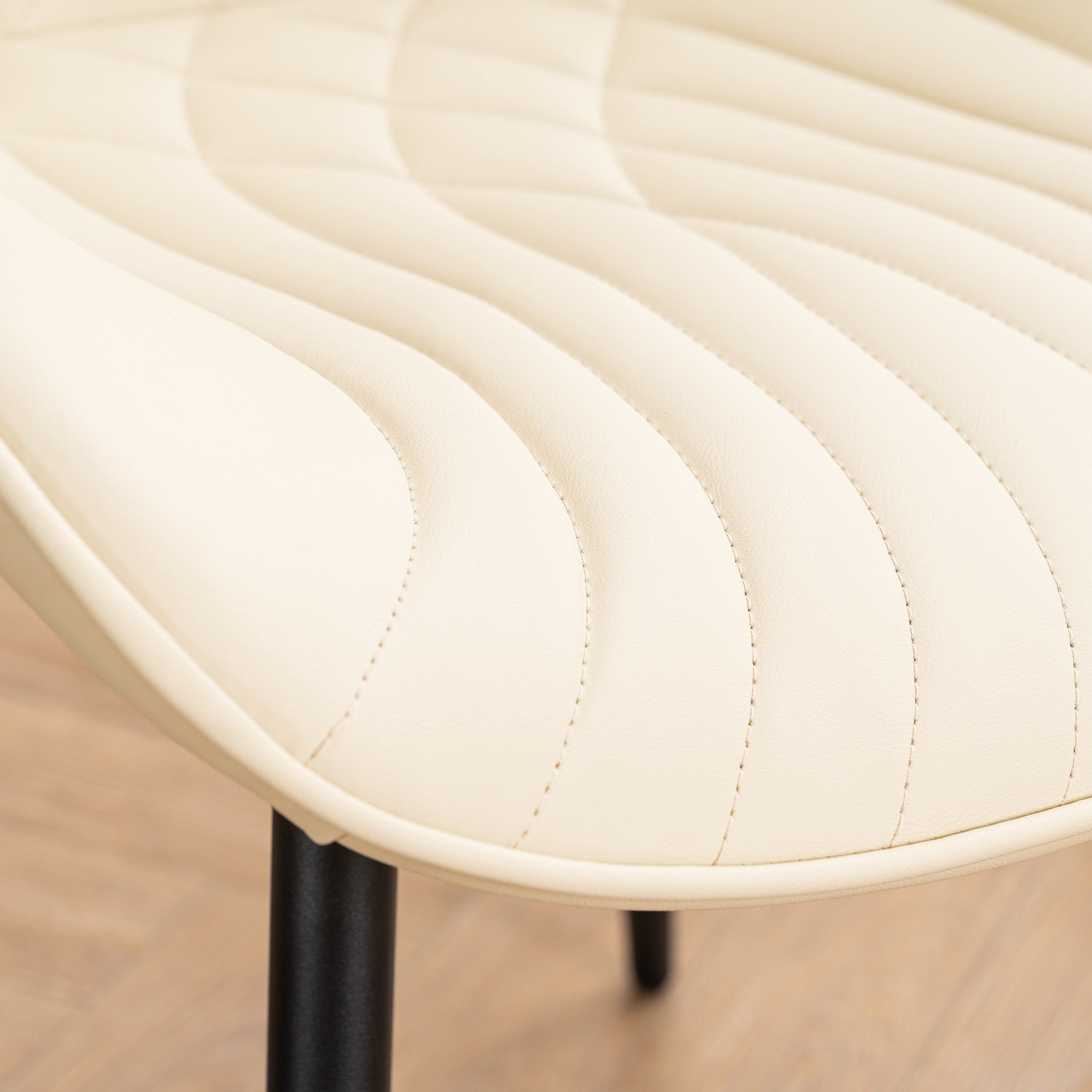 Modern Upholstered Leather Armless Dining Chairs Set of 2